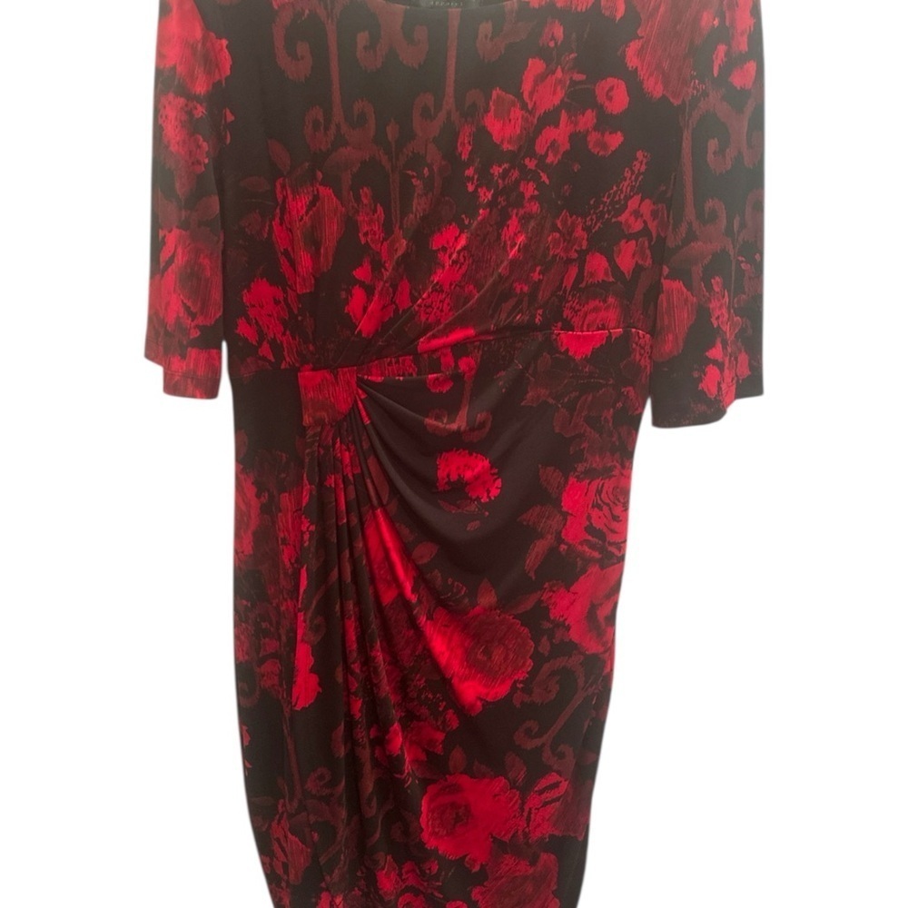 Dark Floral Dress Side Ruching Whimsigoth Goth Grunge Festival Event Sz 16 - Picture 3 of 8
